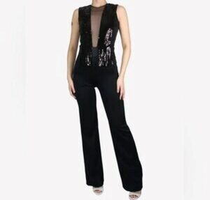 Galvan London Black Sequined Women's Jumpsuit Size 10